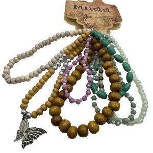 Y2k Mudd Boho Beaded Bracelet Set of 7 Stretch Multi Colors Designs